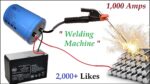 Nova invenção !  Faça uma máquina de solda de 1000 Amps usando uma bateria de 12V UPS e um banco de capacitores de 220V