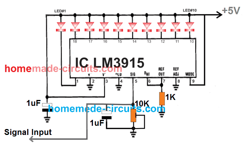 Circuito Medidor Detector de Álcool usando o Módulo Sensor MQ-3 8 Indicador gráfico de barras LED LM3915