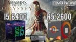 Comparativo R5 2600 vs I5 8400 em Assassin*s Creed Odyssey – GTX 1060 6GB em Full HD