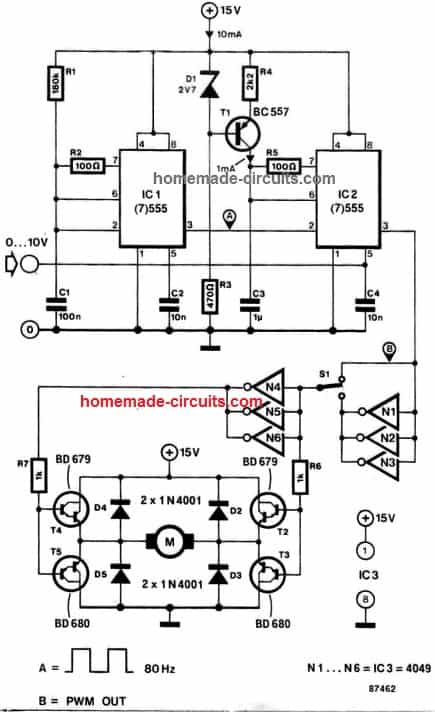 2) Controle de Motor Bidirecional usando IC 556