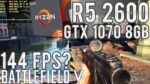 Teste BF5 Multiplayer – R5 2600 / GTX 1070 / 16GB RAM 3000 Mhz – 144 FPS? 1080p / 1440p Ultra vs Low
