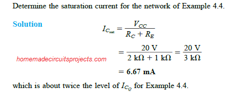 Circuito de polarização BJT estabilizado por emissor 25 Determinando o nível de saturação