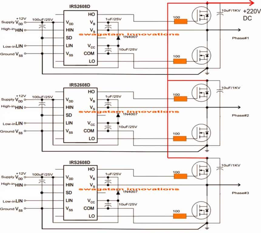 Circuito Inversor de 3 Fases Arduino com Código 6 Detalhes construtivos