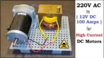 12V 100A DC de 220V AC para Motor DC de Alta Corrente usando Antigo Transformador de Forno de Microondas – Parte 1