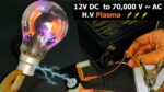 (Bola de Plasma) 12V DC para 70.000v AC Conversor Inversor com Bateria UPS – Circuito de Arco de Alta Tensão