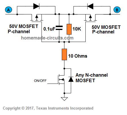 Chave bidirecional 16 Usando MOSFETS de canal P