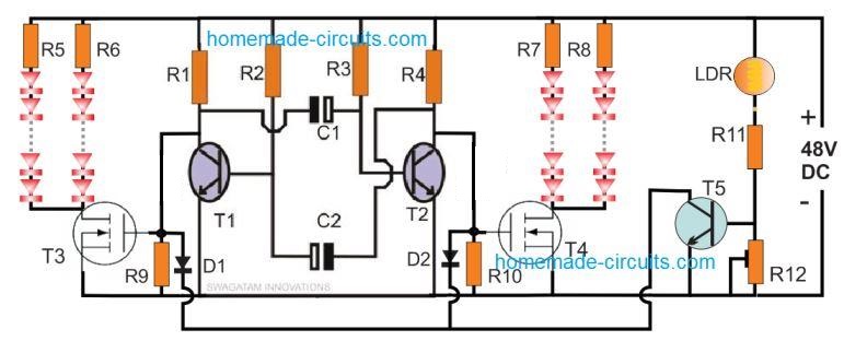 Usando um transistor astável para piscar os LEDs