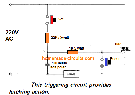 Definir o circuito Triac de travamento de reinicialização