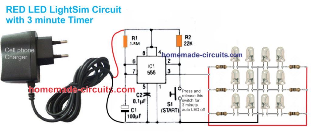 Circuito LED vermelho LightStim para remover rugas faciais 10 Adicionando um temporizador de 3 minutos