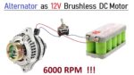 Alternador de carro de 12v 100 amperes convertido em motor CC sem escova – alta velocidade com controlador BLDC