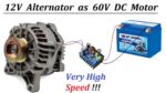Woohoo!!!  Execute o alternador de carro de 12v a 60 volts como motor DC de alta velocidade DIY