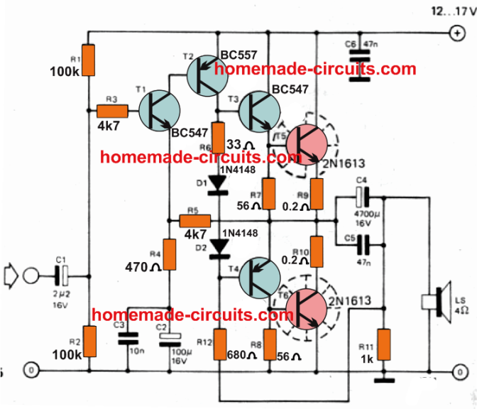 Circuito amplificador estéreo de 5 watts com controles de graves e agudos 10 Amplificador estéreo compacto de 5 watts