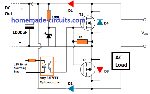 Circuito de relé de estado sólido (SSR) usando MOSFETs 12 Fazendo um circuito SSR prático