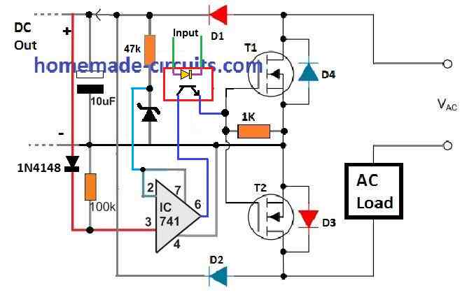 Circuito de relé de estado sólido (SSR) usando MOSFETs 16 Comutação Isolada