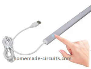 Circuito de barra de luz LED regulável por toque