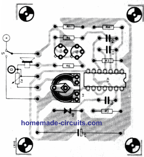 Circuito Temporizador de Cozinha Simples - Temporizador de Ovo 6 Design de PCB e sobreposição de componentes