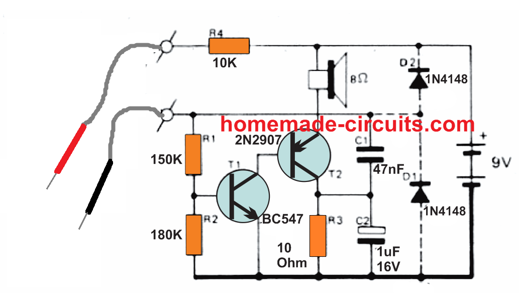 Sonda de testador de circuito simples - localizador de falhas de PCB