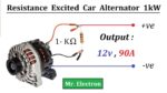 Alternador de carro de 12v 90 amperes para gerador excitado com resistor de 1000 watts
