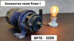 Gerador de dínamo elétrico DIY 220v do motor da bomba 300 watts