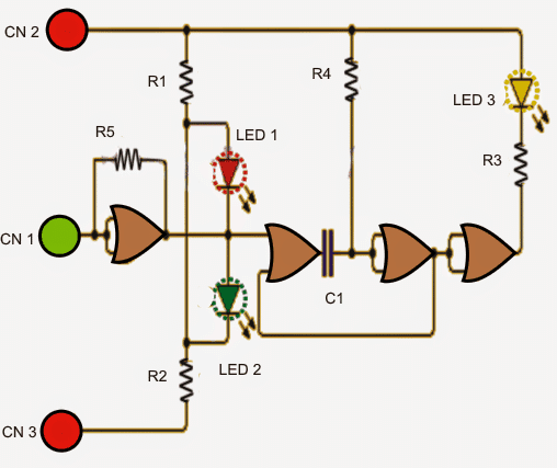 Circuito indicador de nível lógico simples 1 Diagrama de circuito