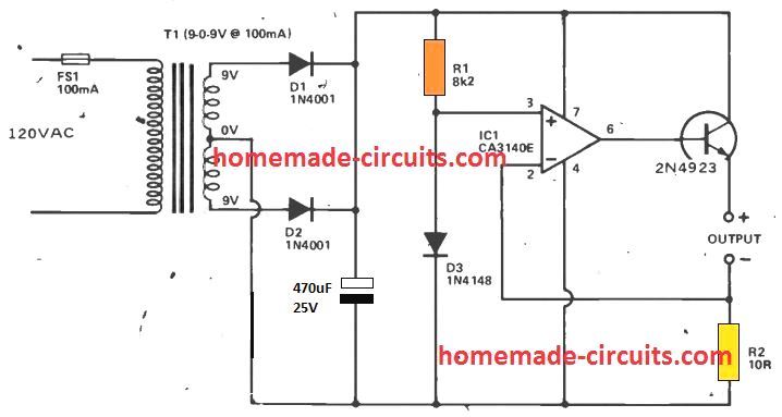 Circuitos para carregar Bateria Recarregável de NI-CD 14 Carregador ni-cd usando um amplificador de uma única operação