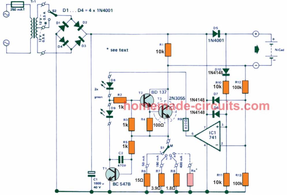 Circuitos para carregar Bateria Recarregável de NI-CD 16 Circuito carregador Universal NiCad