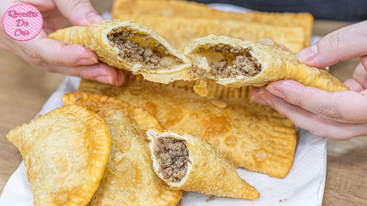 PASTEL DE FEIRA CASEIRO + RECHEIO DE CARNE MOÍDA | ECONÔMICO E FÁCIL ...