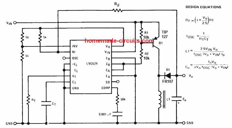 Usando o conversor de impulso IC SG3525