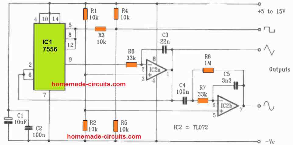 10 circuitos de gerador de função útil bem explicados 37 Gerador de função de onda do Sine spot