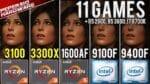 Comparativo – Ryzen 3 3100 & Ryzen 3 3300x vs R5 1600 AF, R5 3600, I3 9100F, I5 9400F – 11 Games