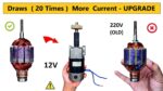 Motor de 220V DC para motor de alta corrente de 12V para alta velocidade e Torkue -Experiment!