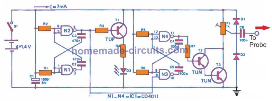 Circuitos injetores de sinal para solução rápida de problemas de todos os equipamentos de áudio 8 Outro Injetor IC 4011