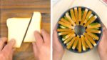 Corte 13 fatias de pão de forma em 2 partes e encha a forma de bolo. Vai ser uma festa!