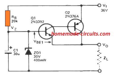 Circuitos reguladores de baixa queda de 5V, 12V usando transistores 8 Regulador de transistor de baixa queda com partida suave