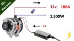 Alternador de carro 12V 180A (reparo/reutilização) para gerador usando carregador de laptop (alternador BMW Valeo)