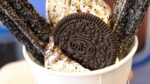 Sorvete Oreo churros/restaurante do mercado Mangwon/sorvete oreo churros, fazendo sobremesas/comida de rua coreana