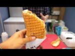 Waffles + crepes? Crepe de milho meio a meio misto/crepe dobrável Waffle/comida de rua coreana