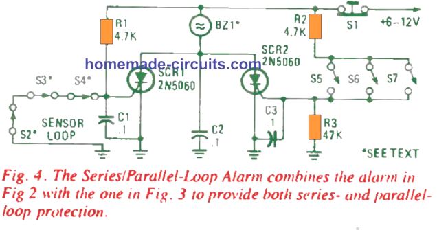 Circuitos de Alarme de Loop - Loop Fechado, Loop Paralelo, Loop Série/Paralelo 16 Circuito de alarme de circuito em série/paralelo