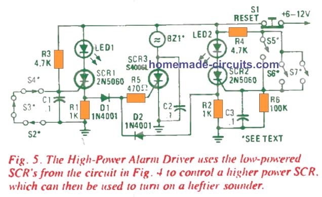 Circuitos de Alarme de Loop - Loop Fechado, Loop Paralelo, Loop Série/Paralelo 22 Driver de alarme de alta potência