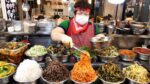 40 anos de trabalho do Mercado Gwangjang!  Bibimbap de vegetais frescos diários, restaurante kalguksu / Delicioso bibimbap, kalguksu / comida de rua coreana