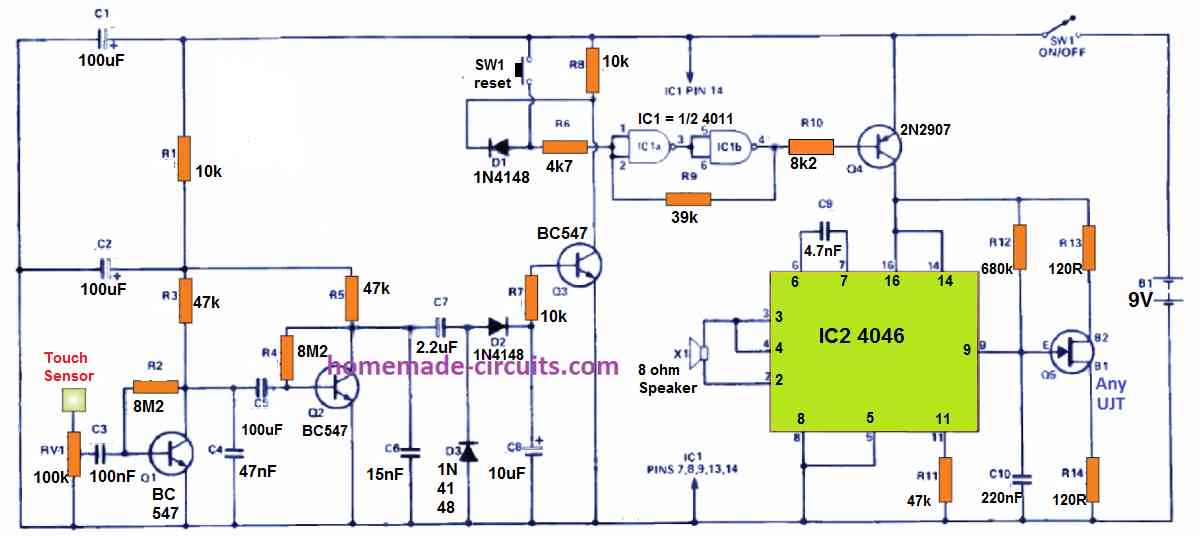 Circuito do detector de zumbido