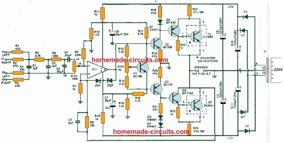Faça esta caixa de alto-falante Bass Booster 12 Descrição do circuito