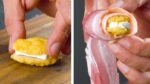 Recheio de camembert derretido embrulhado em bacon! Aqui está o melhor gratinado do ano!