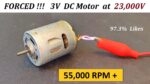 55.000 RPM – 3v DC Motor Forçado a 23.000 Volts