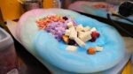 Burrito de algodão doce de 3 estágios com tudo delicioso / burrito de sorvete de algodão doce de 3 estágios / comida de rua coreana