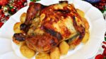 FRANGO ASSADO RECHEADO COM FAROFA E BATATAS | SUPER FÁCIL E DELICIOSO