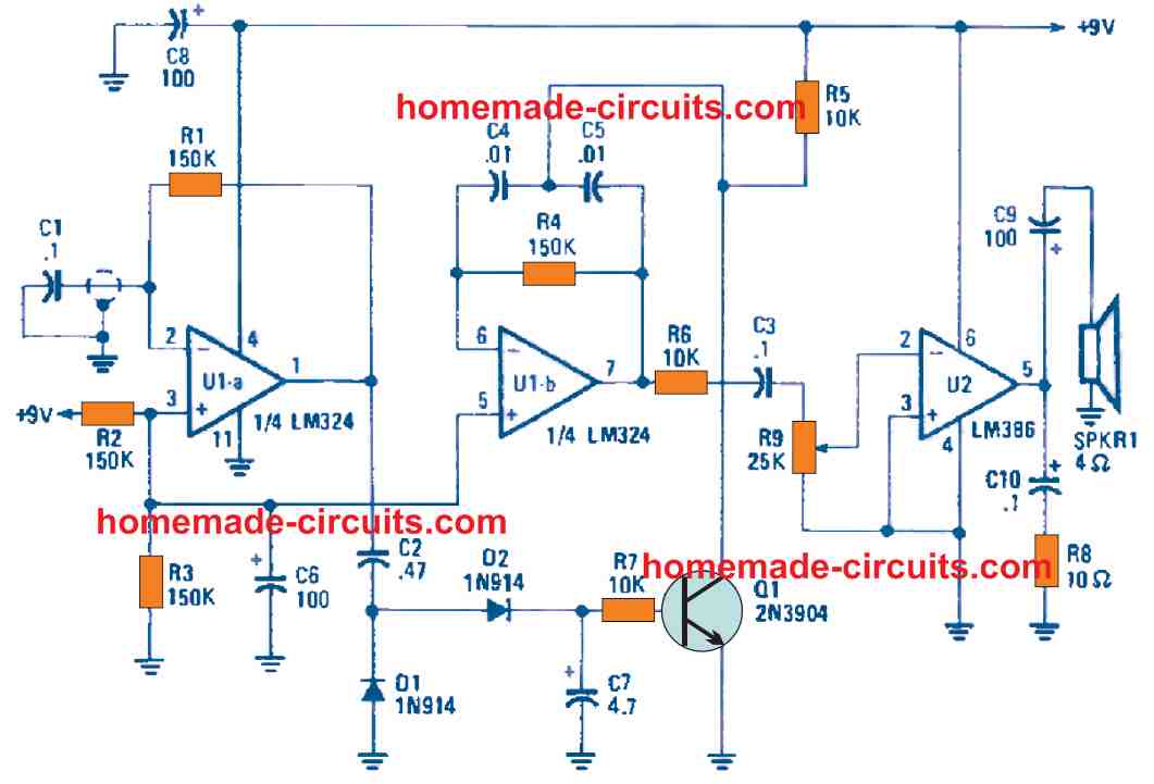 Circuitos de simulador de som de bateria eletrônica 8 Circuito de disparo