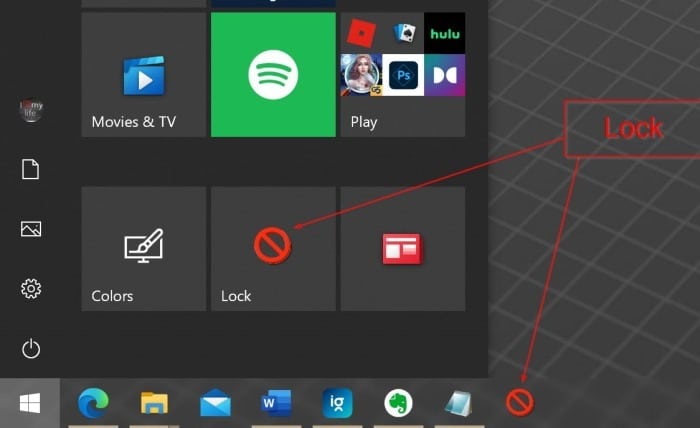 Como adicionar a opção de bloqueio para iniciar e barra de tarefas no Windows 10