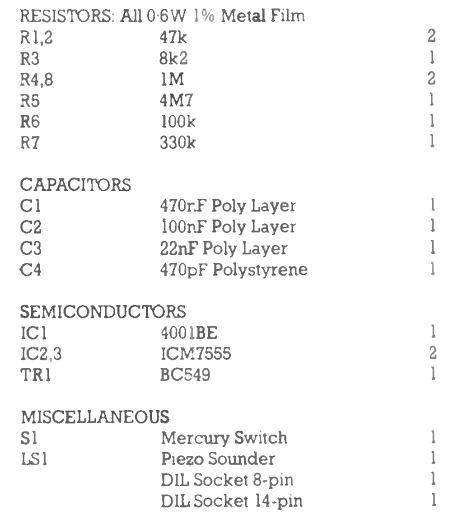 Circuito de alarme antifurto simples para proteger itens valiosos 8 Lista de peças