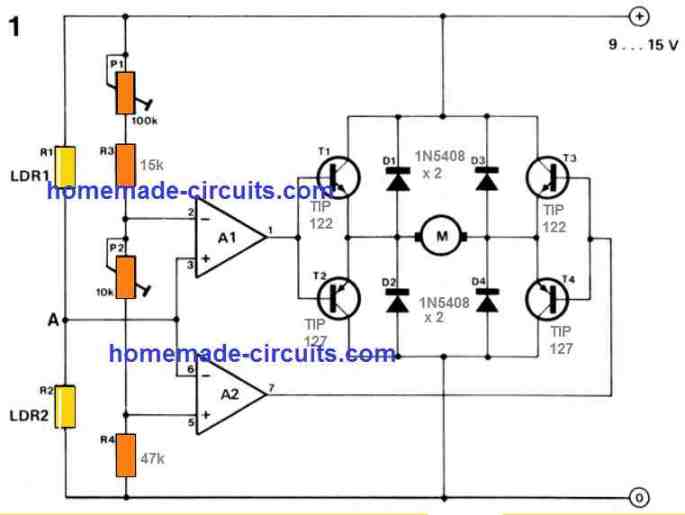 Circuito de alinhamento do motor controlado por laser de linha 4 Projeto de Circuito